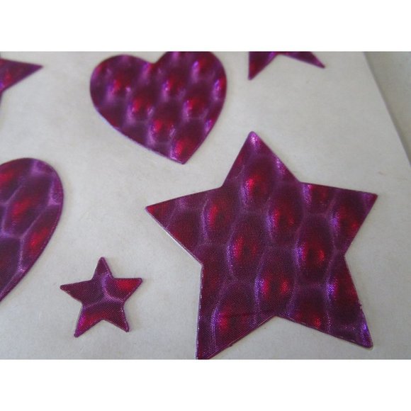 Vintage 1980s 1990s 2000s Hallmark Cute Hearts With Reward  Lenticular Purple Red Plastic Hearts and Stars Vintage Stickers Single Sheet GUC